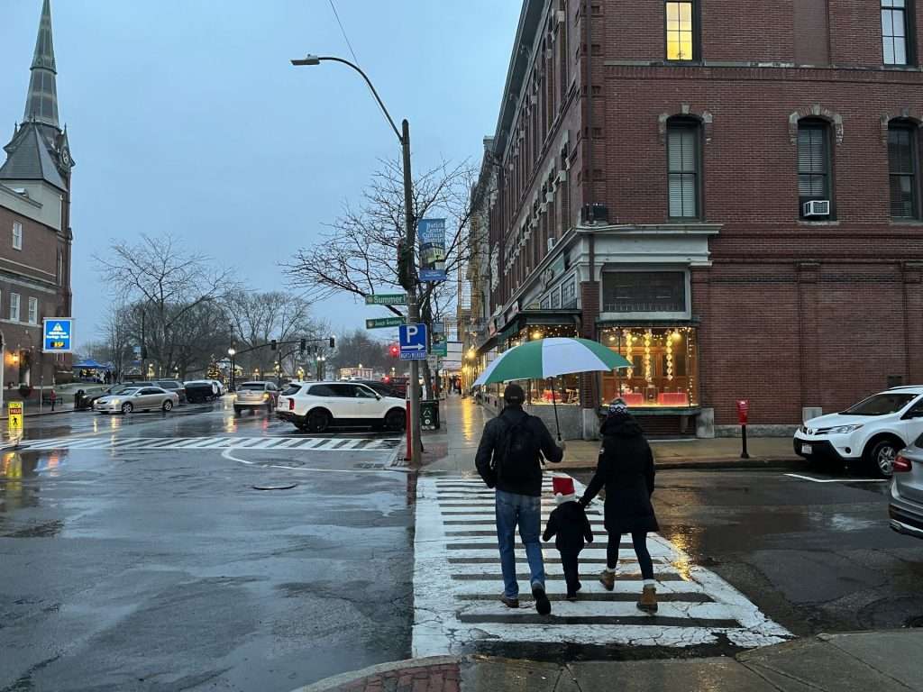 rainy holiday stroll