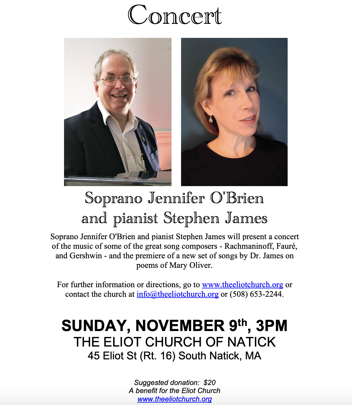 Concert, Eliot Church, Natick