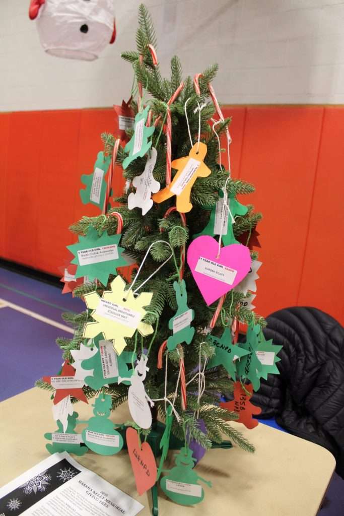 A miniature version of the Marsha Kelly Memorial Giving Tree was at the Cole Center for the town’s annual Holiday Lighting celebration on Sunday, Nov. 30.