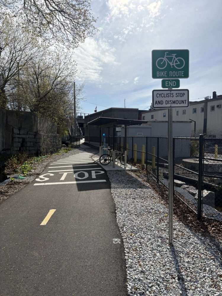 Rail trail at Natick Center train station